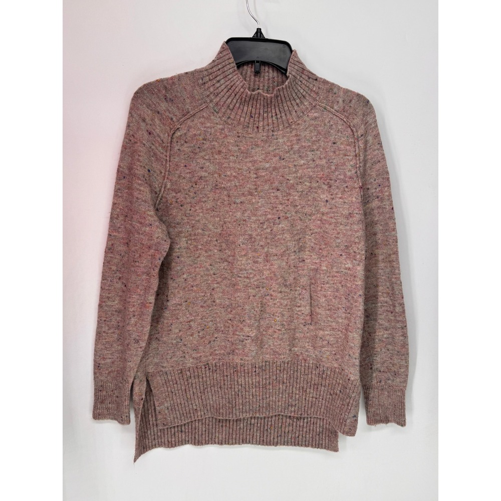Loft Sweater Womens Small Pink EUC Mock Neck Confetti Fleck Marled Knit Pullover